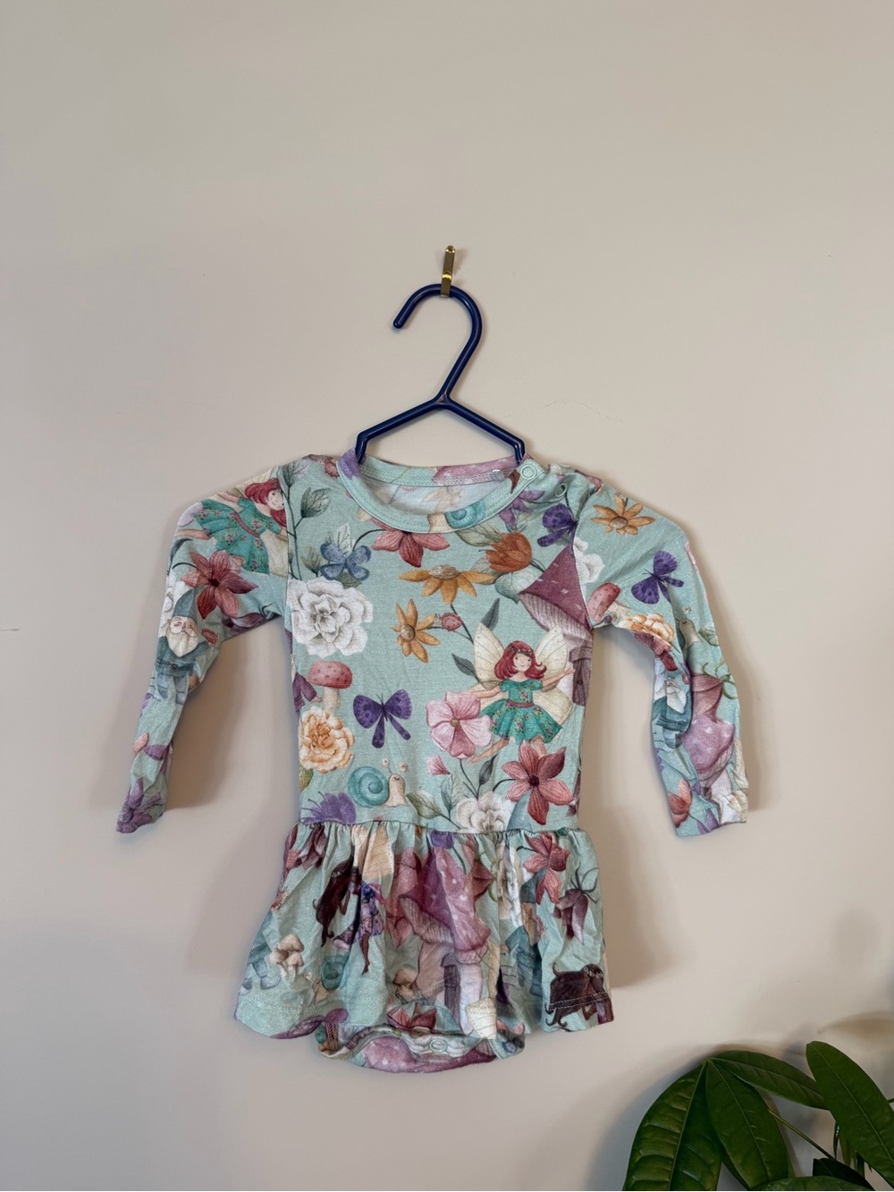 Posh Peanut Floral Fairy Peplum Romper - Mint with Pastel Flowers
